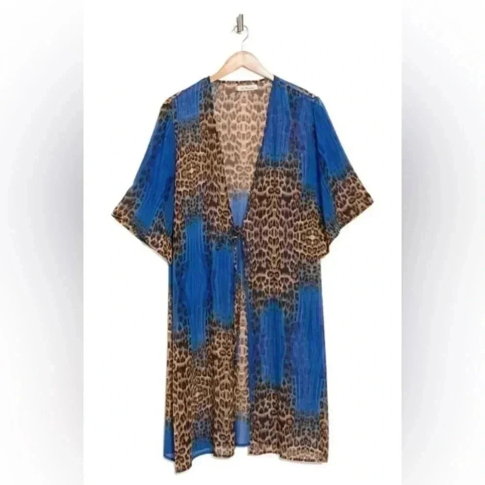 NWT la fiorentina Nordstrom  Mixed Animal Print Cover-Up Topper